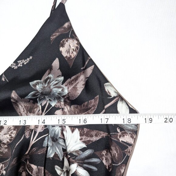 ASTR The Label | Satin Wrap Dress in Black Floral | Size Large - Picture 11 of 12